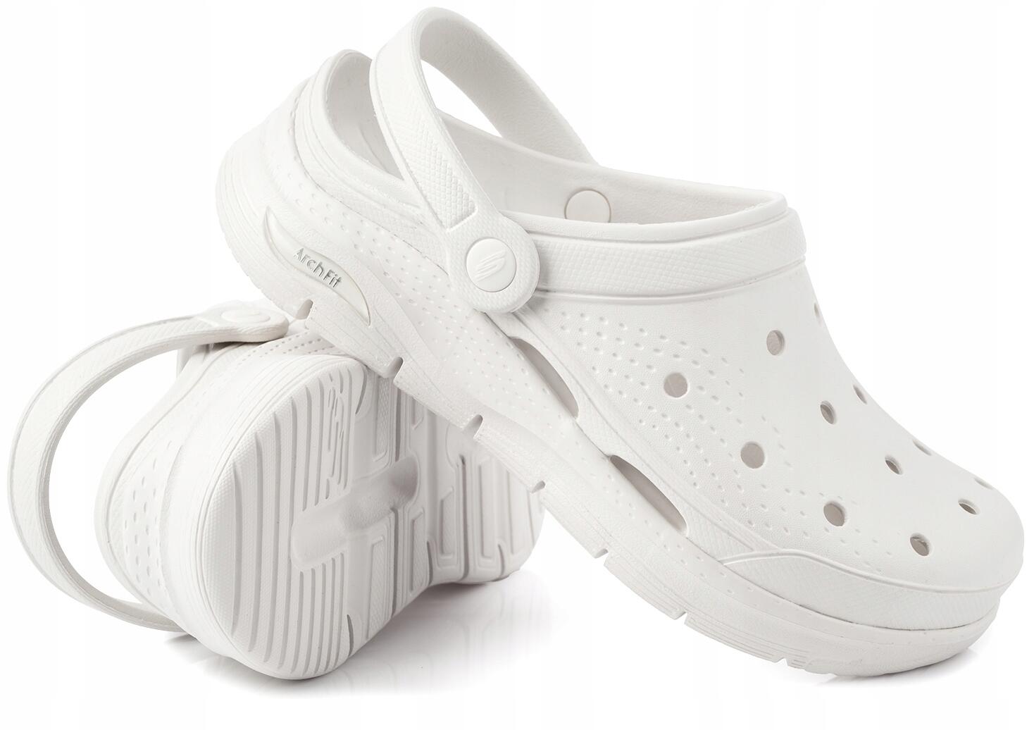 Damskie chodaki sandały białe SKECHERS ARCH-FIT 6/7
