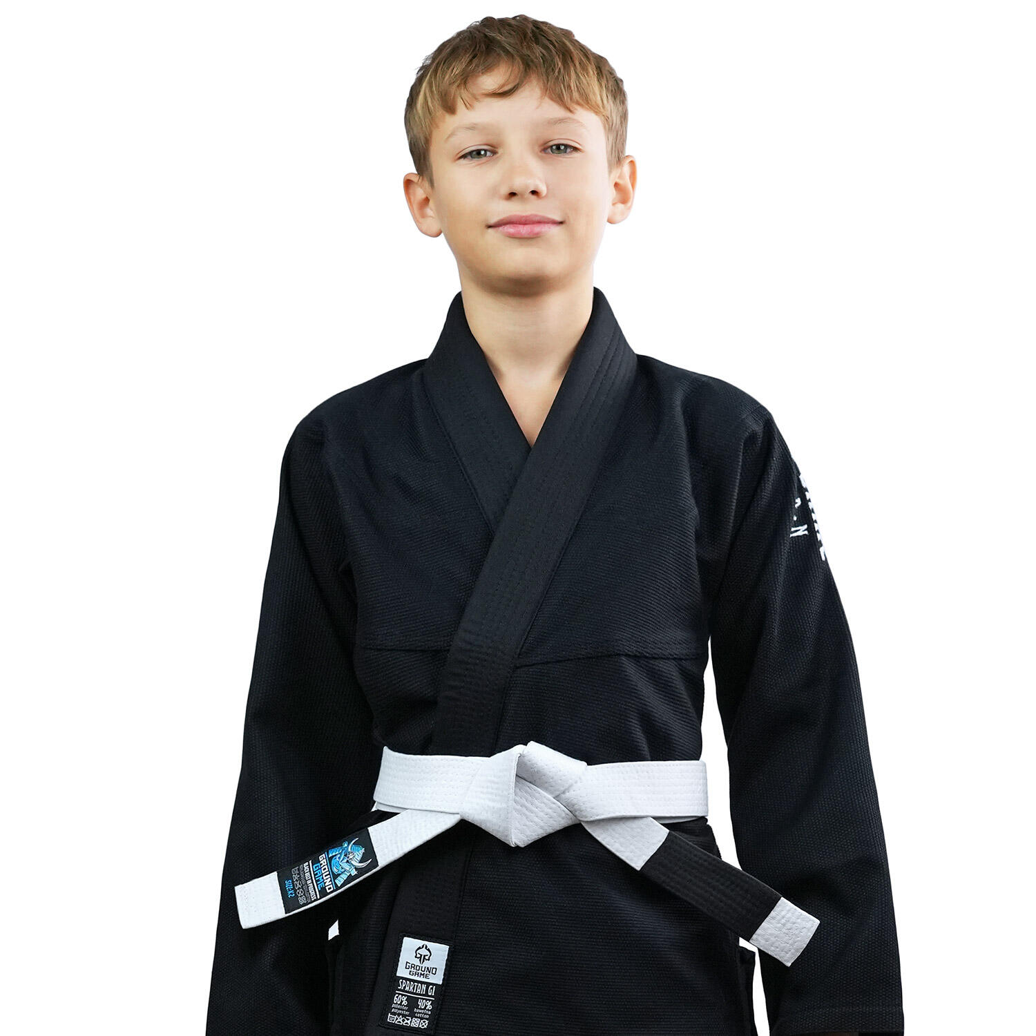 Kimono do Brazylijskiego jiu-jitsu dla dzieci Ground Game Spartan BJJ czarne 7/7
