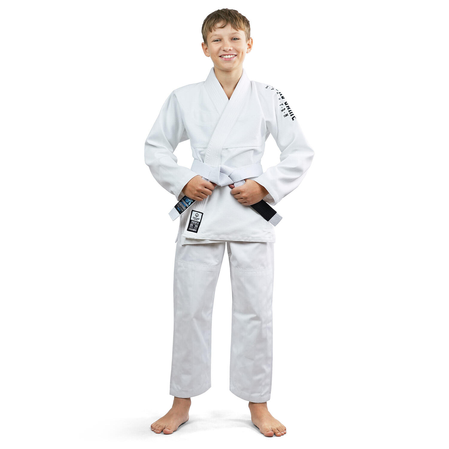 Kimono do Brazylijskiego jiu-jitsu dla dzieci Ground Game Spartan BJJ białe 1/7