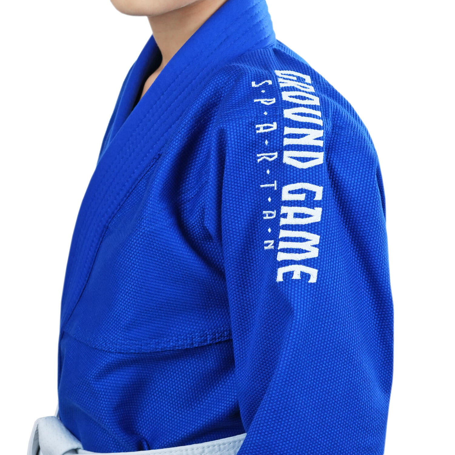 Kimono do Brazylijskiego jiu-jitsu dla dzieci Ground Game Spartan BJJ niebieskie 2/7