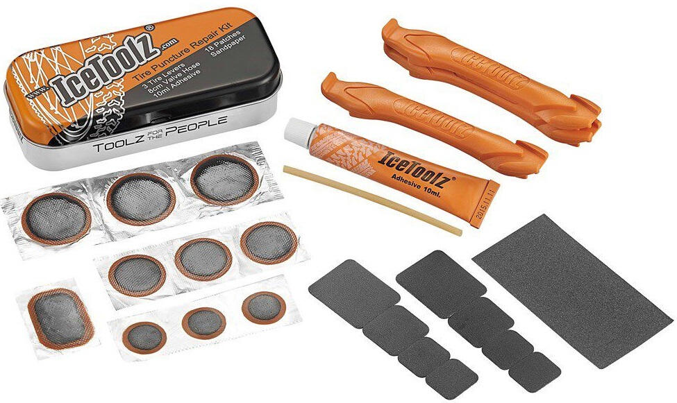IceToolz Tyre Puncture Repair Kit 65A1 Bicycle Tyre Levers Patches