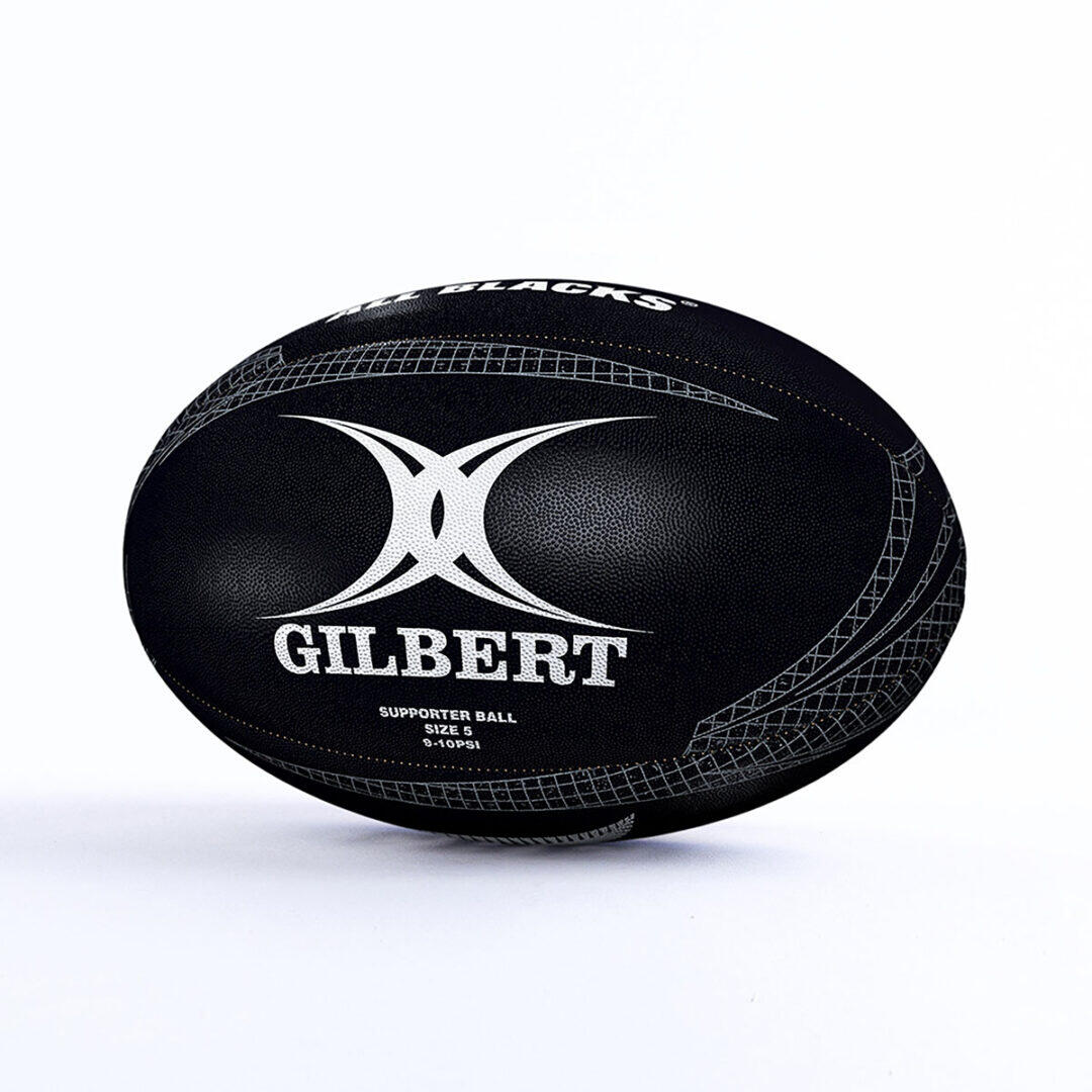 Pallone Da Rugby Gilbert Nero Supporter All Blacks Misura 5 2/3