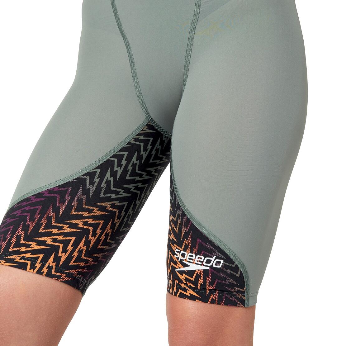Speedo Fastskin LZR Ignite Openback Kneeskin - Verde País / Preto / Nectarina 2/7