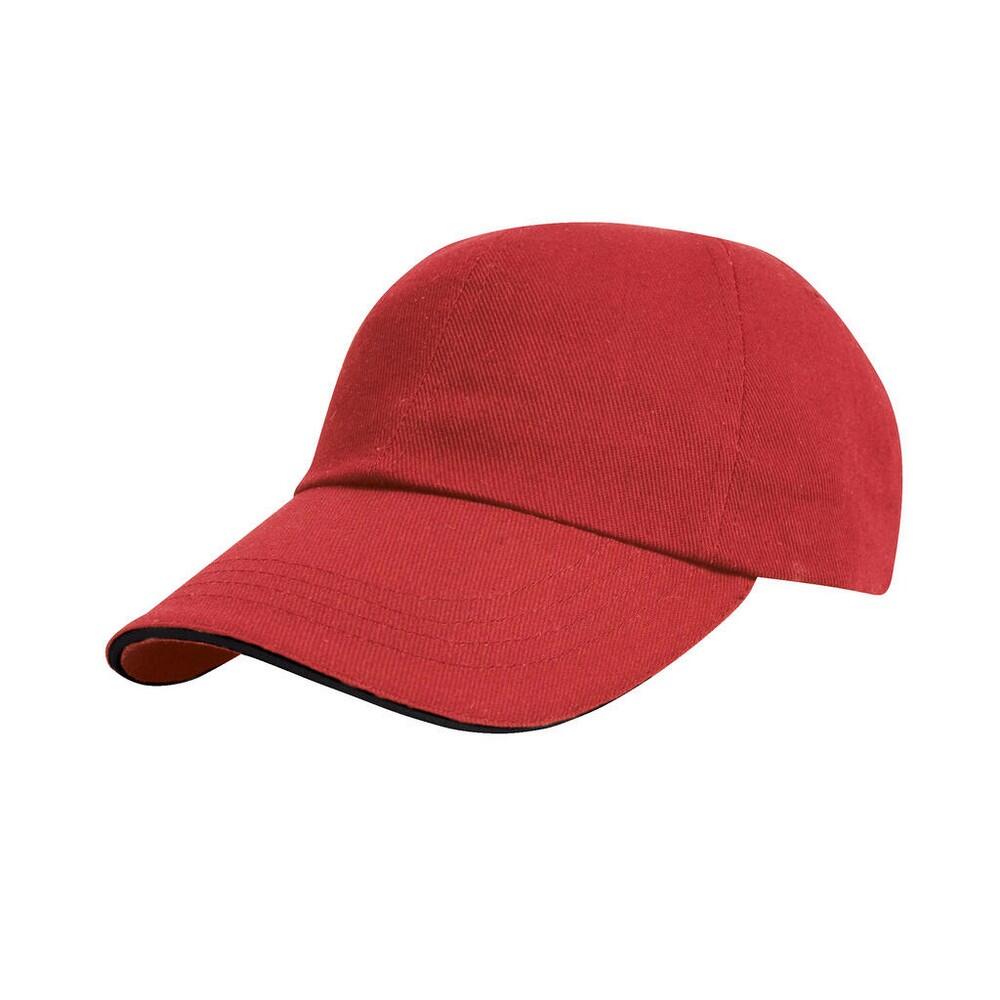 Gorra de Algodón Drill Rojo, Negro 2/2