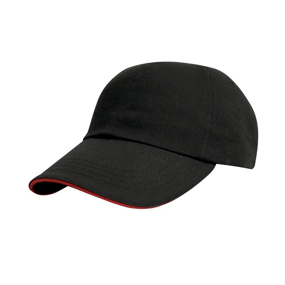 Gorra de Algodón Drill Negro, Rojo 2/2