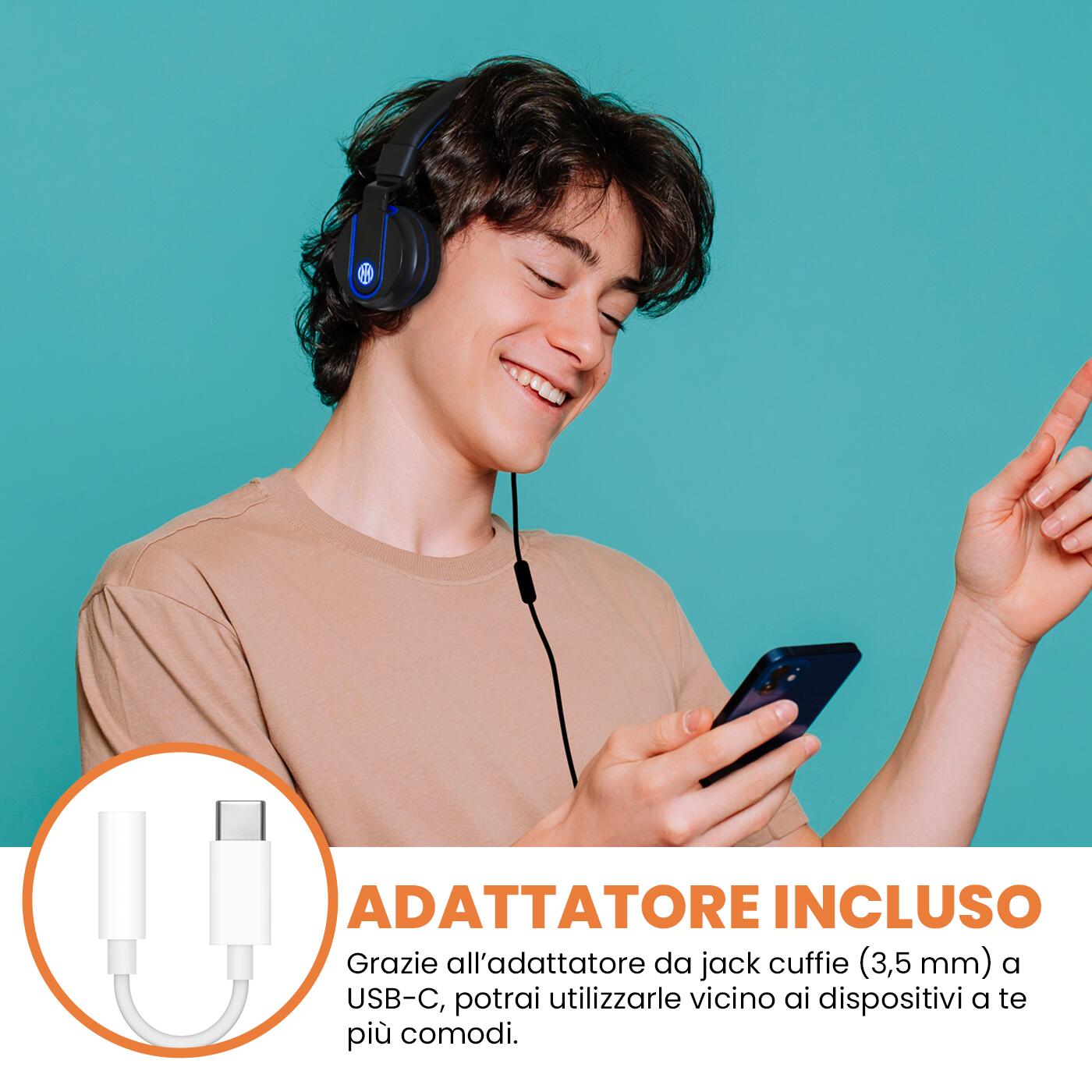 INTER Cuffie multimediali ufficiali con cavo e adattatore 6/6