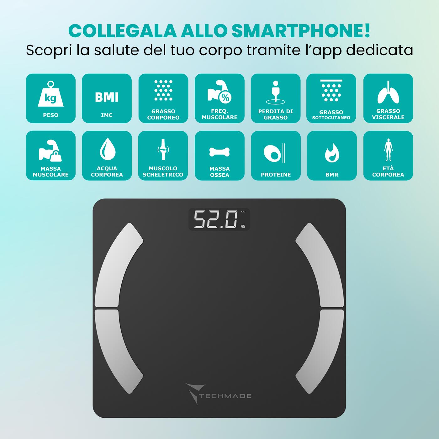 Bilancia pesa persone smart digitale nera 5/6