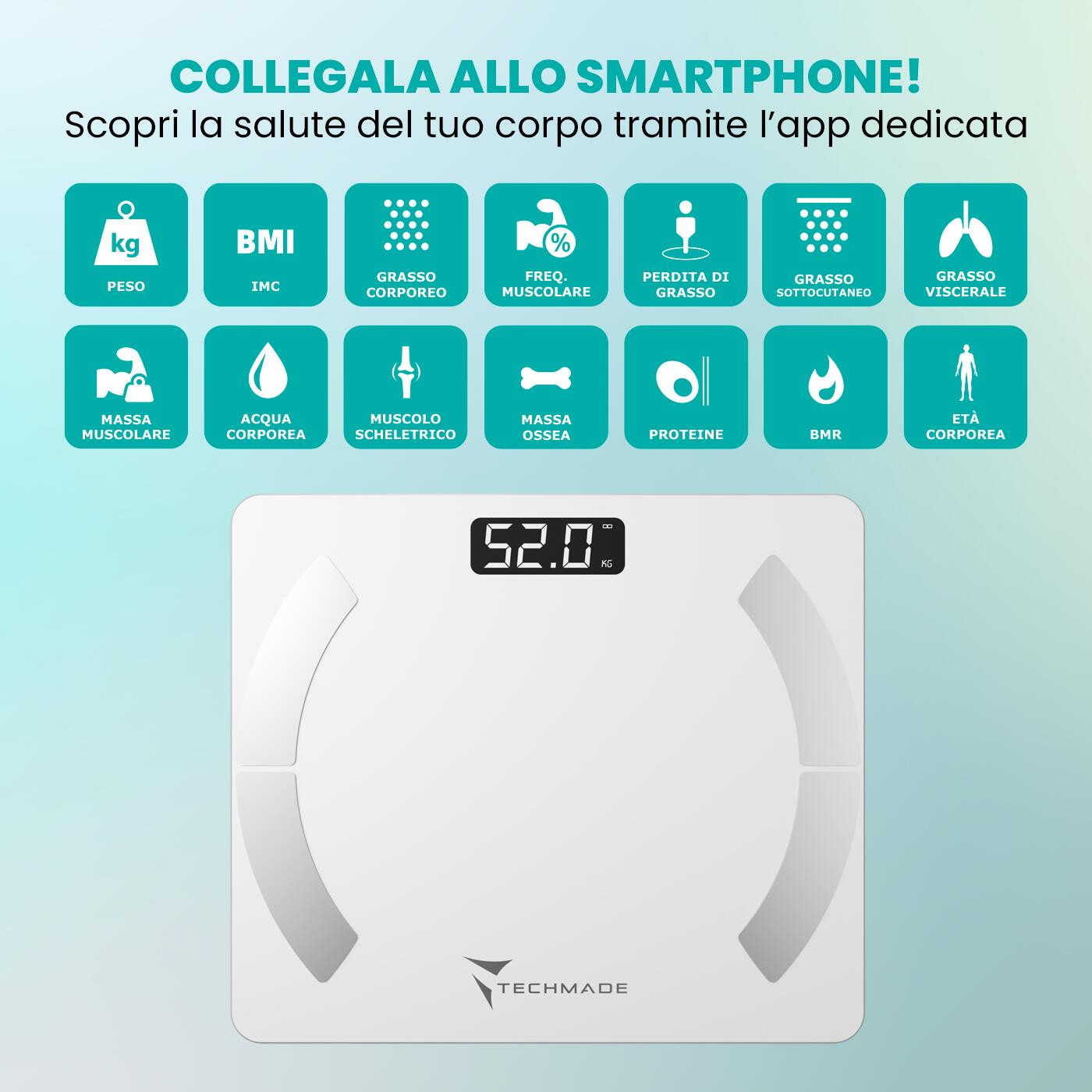 Bilancia pesa persone smart digitale bianca 4/5