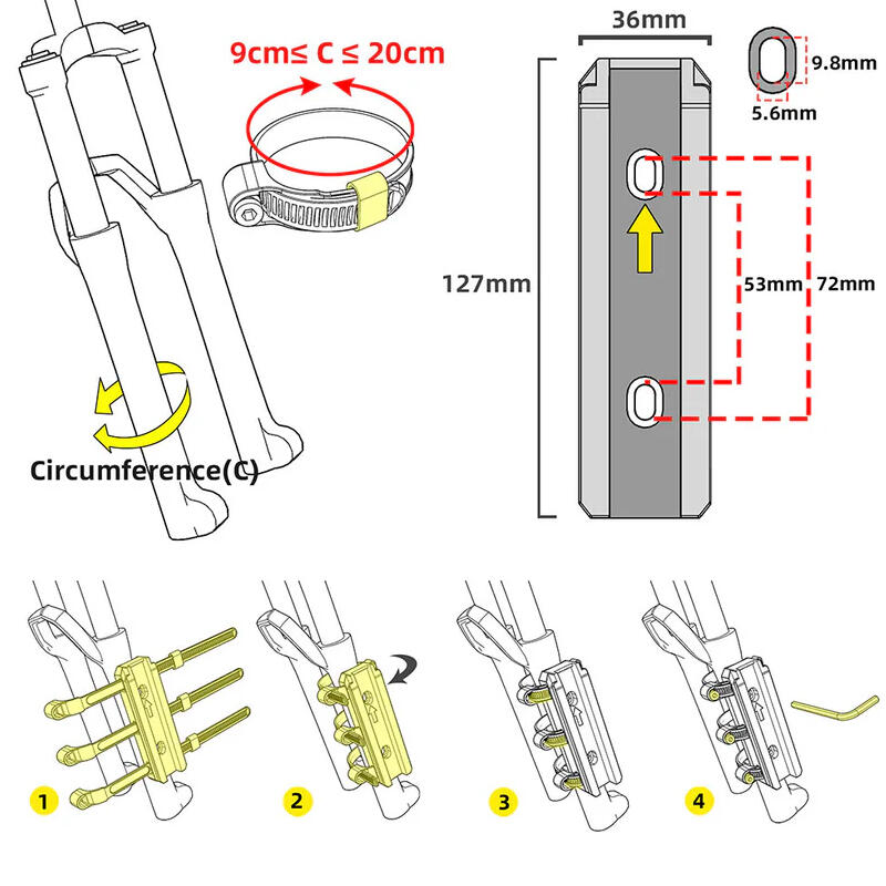 Sakwa rowerowa na przedni widelec Rhinowalk RK404 4l + adapter bikepacking 6/7