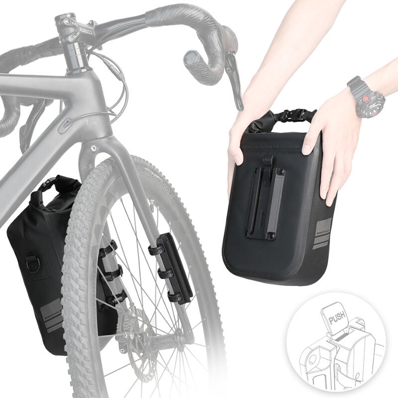Sakwa rowerowa na przedni widelec Rhinowalk RK404 4l + adapter bikepacking 3/7