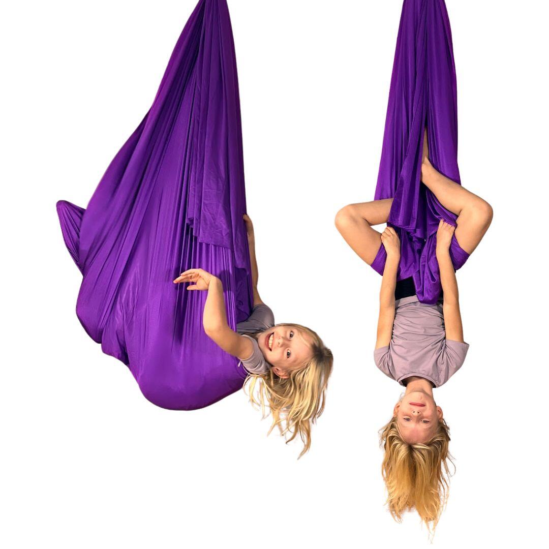 Hamac aerial yoga 5m, prêt à monter avec 2 mousquetons 2/3