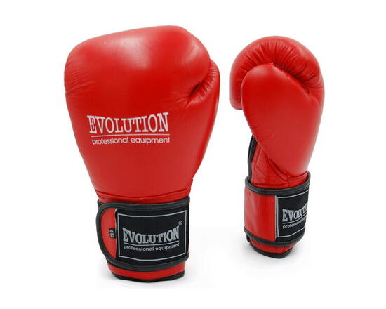 Evolution Boxhandschuhe professionell, rot, Rindleder.