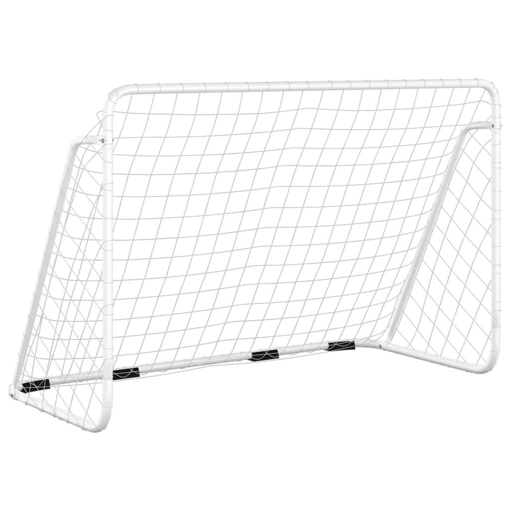 Portería de fútbol con red acero blanco 2/5