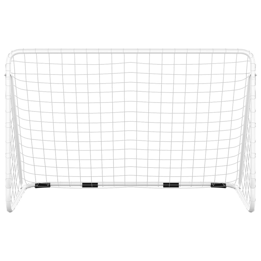 Portería de fútbol con red acero blanco 3/5