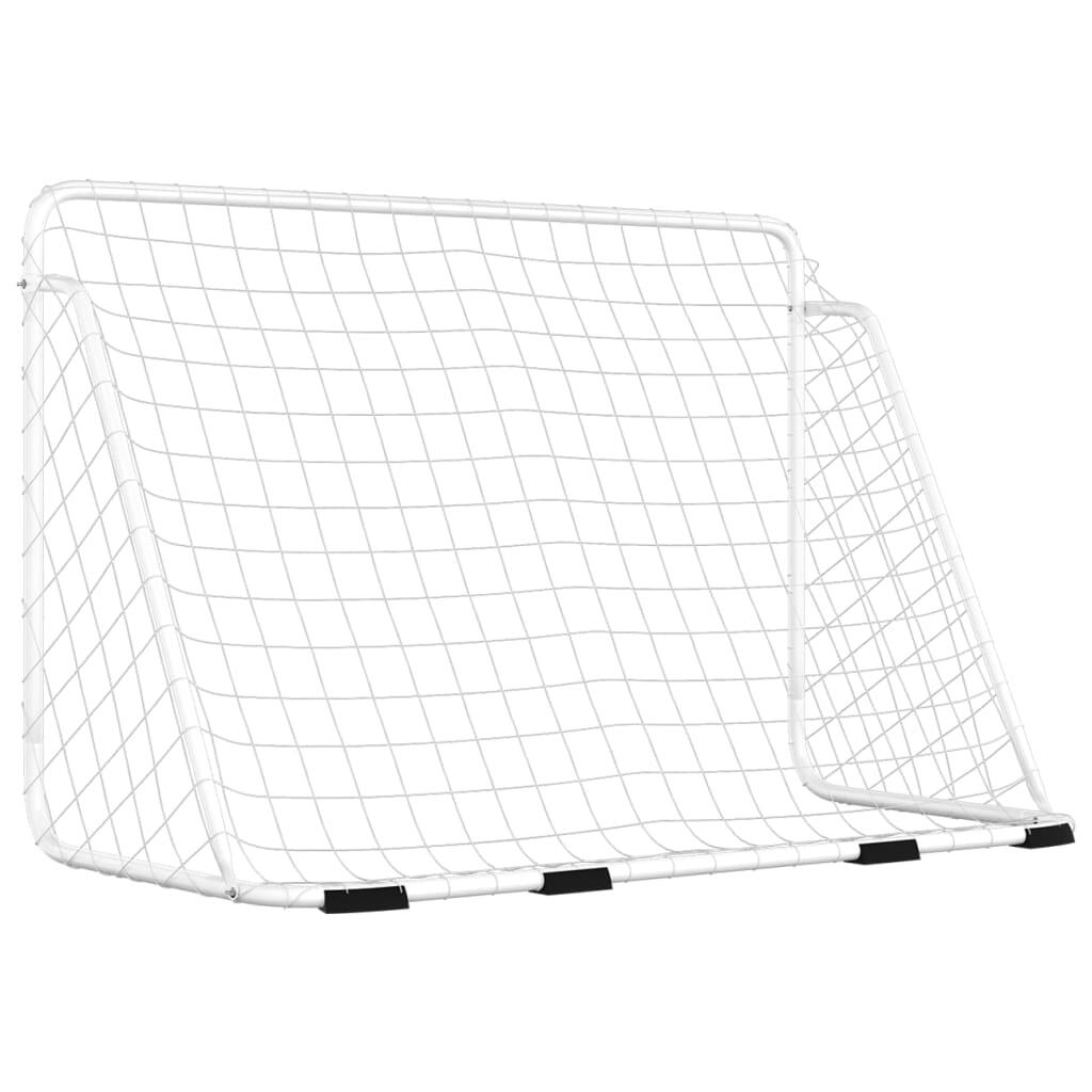 Portería de fútbol con red acero blanco 5/5