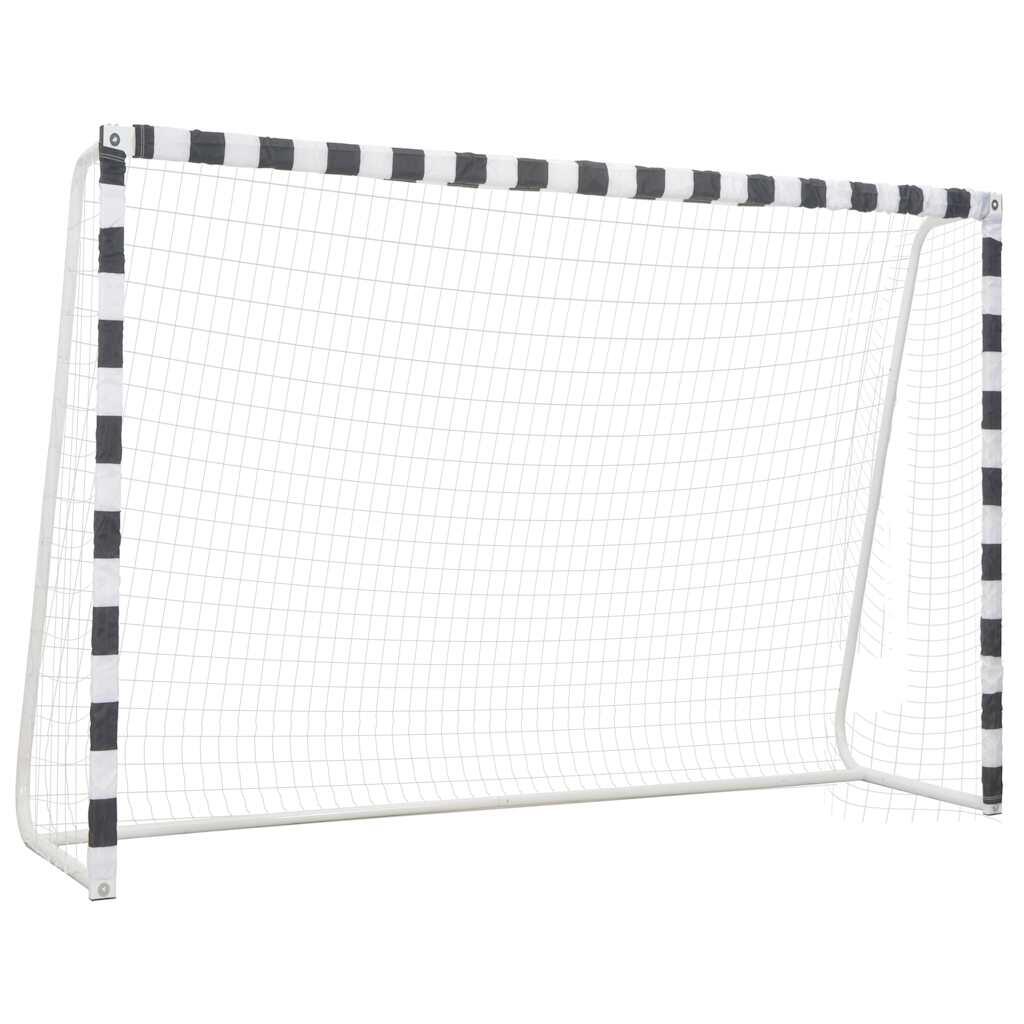 VIDAXL Portería de fútbol de metal blanco y negro