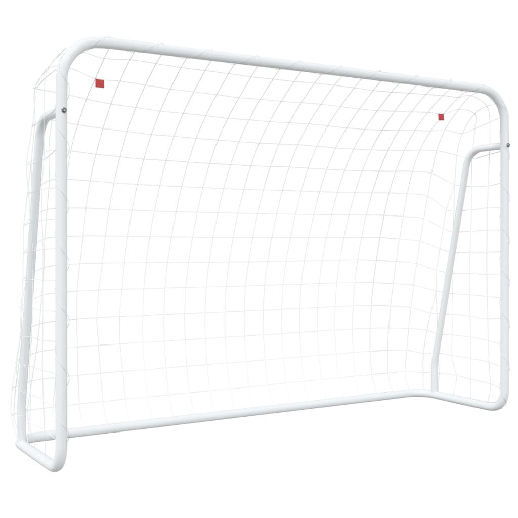 VidaXL Portería de fútbol con red 214 x 75 x 152 cm acero y poliéster blanco 2/5