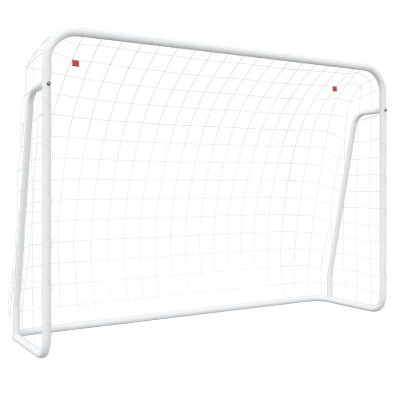 VidaXL Poartă de fotbal cu plasă 214 x 75 x 152 cm oțel vopsit și poliester alb