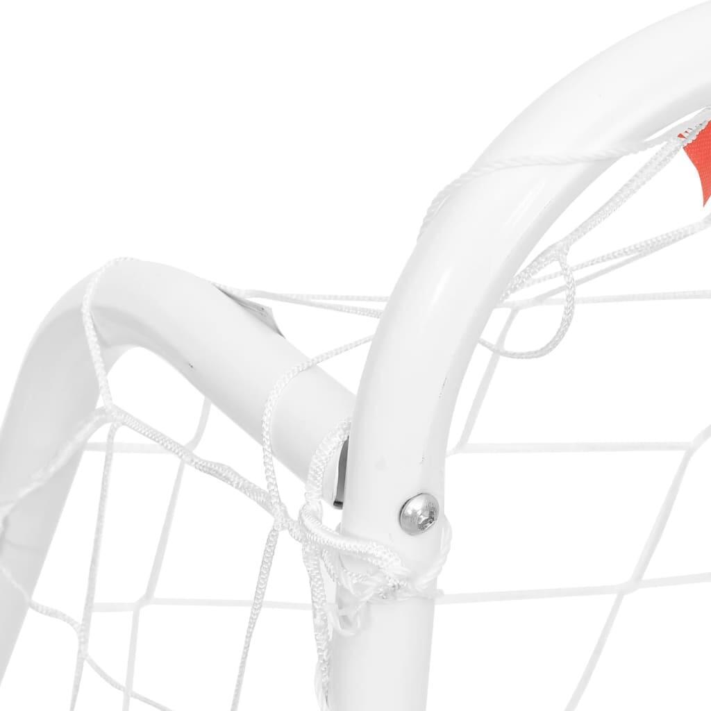 VidaXL Portería de fútbol con red 214 x 75 x 152 cm acero y poliéster blanco 5/5