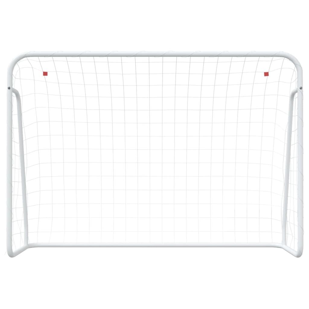 VidaXL Portería de fútbol con red 214 x 75 x 152 cm acero y poliéster blanco 3/5