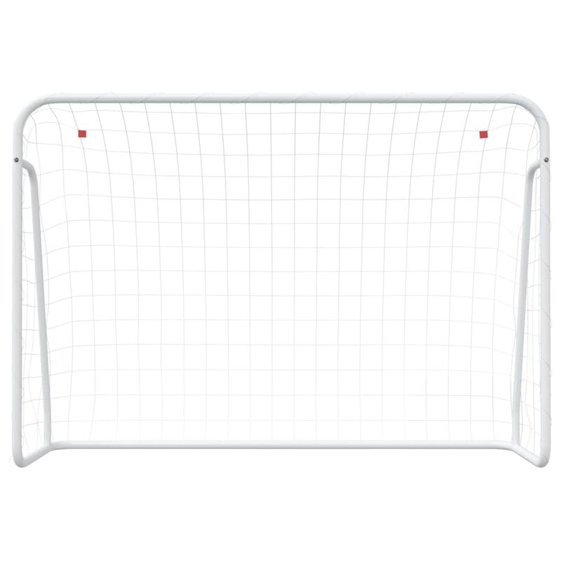 VidaXL Poartă de fotbal cu plasă 214 x 75 x 152 cm oțel vopsit și poliester alb