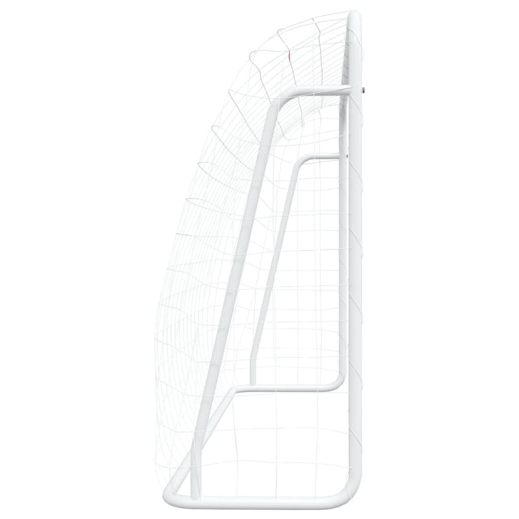 VidaXL Portería de fútbol con red 214 x 75 x 152 cm acero y poliéster blanco 4/5