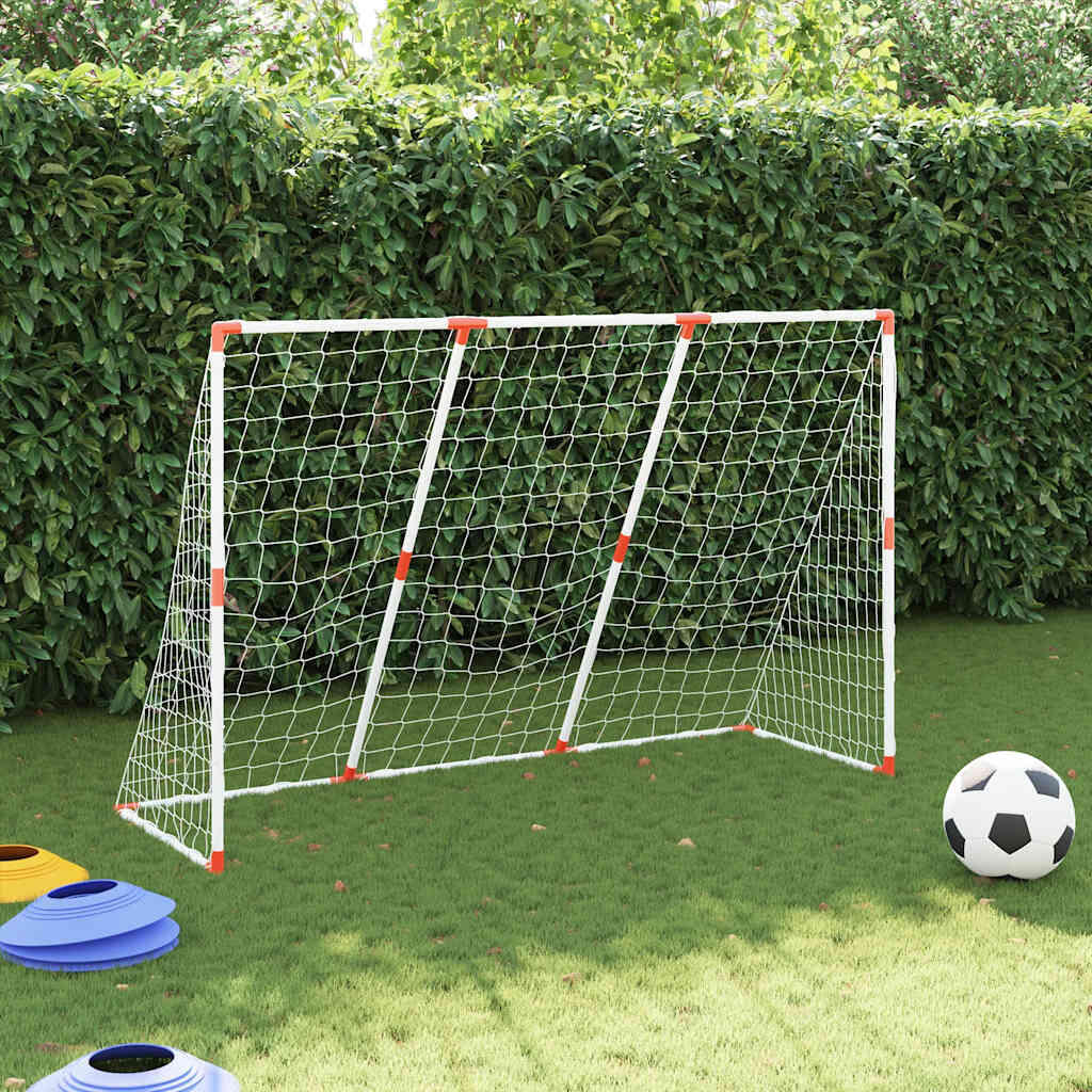 VidaXL Porta da calcio per bambini 2-in-1 con palloni 184x64x124 cm bianco 3/5