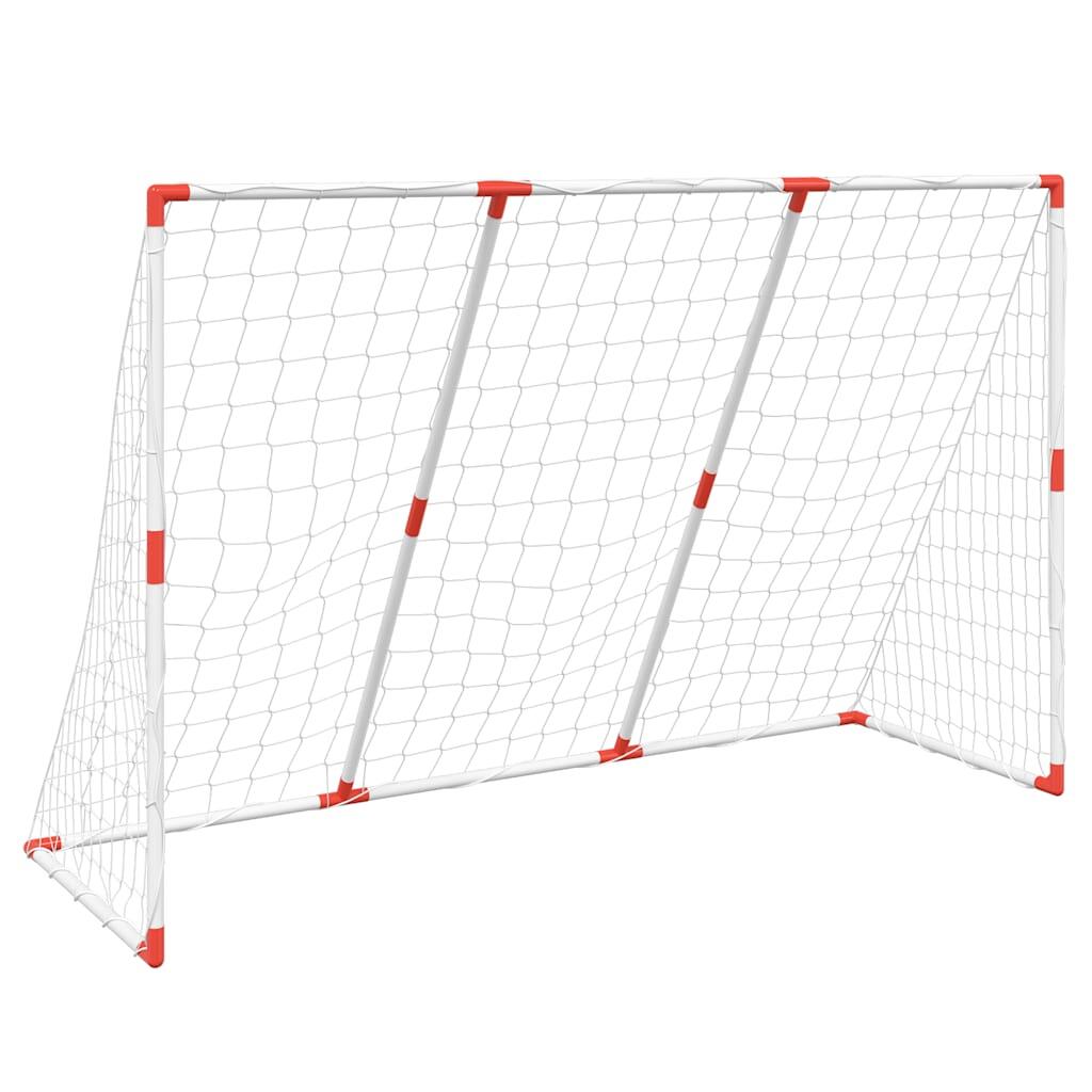 VidaXL Porta da calcio per bambini 2-in-1 con palloni 184x64x124 cm bianco 4/5