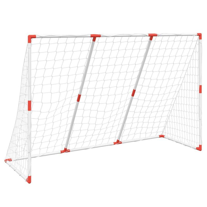 VidaXL Poartă fotbal copii 2-în-1 cu mingi 184x64x124 cm albă