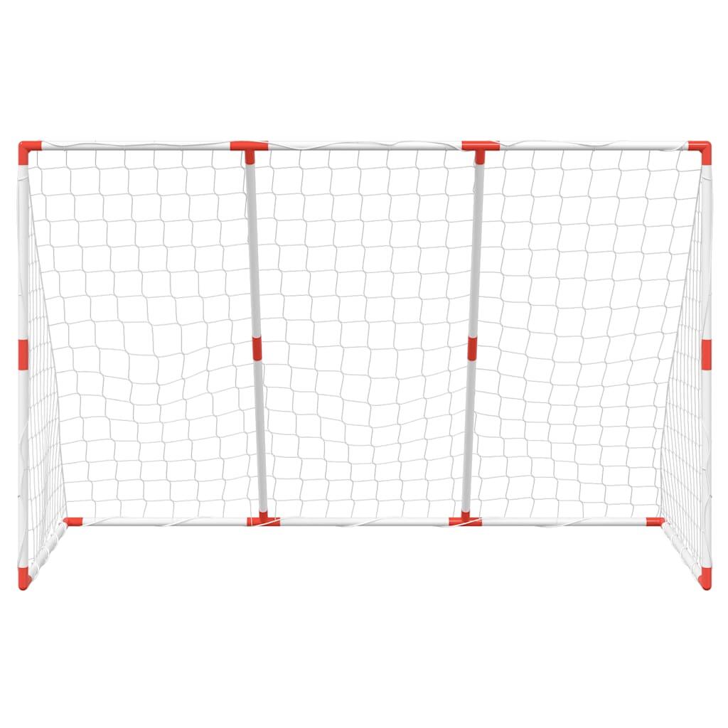 VidaXL Porta da calcio per bambini 2-in-1 con palloni 184x64x124 cm bianco 5/5