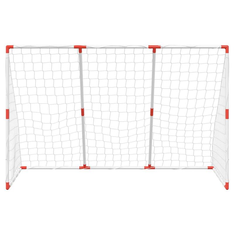 VidaXL Poartă fotbal copii 2-în-1 cu mingi 184x64x124 cm albă