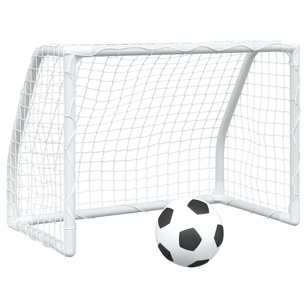 VidaXL Kindervoetbaldoelen 2 st met bal 64x35x48 cm metaal wit 2/5