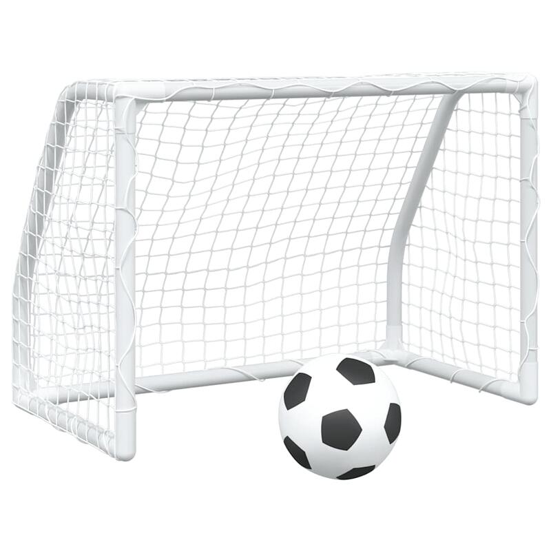 VidaXL porți de fotbal pentru copii 2 buc cu minge 64x35x48 cm metal alb