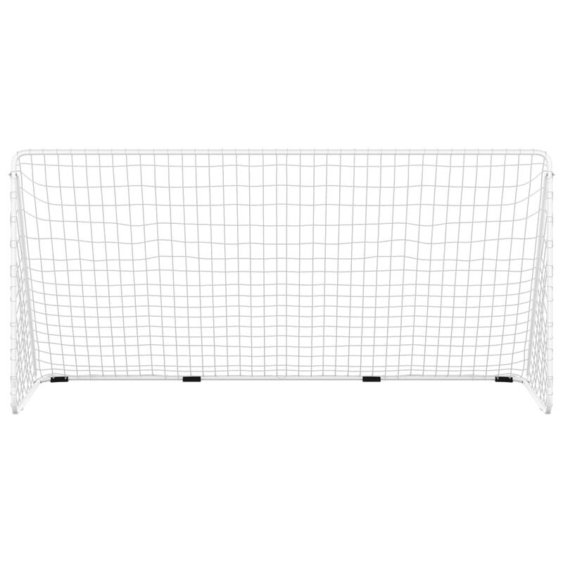 But de fotbal VidaXL cu plasă 366x122x182 cm oțel alb