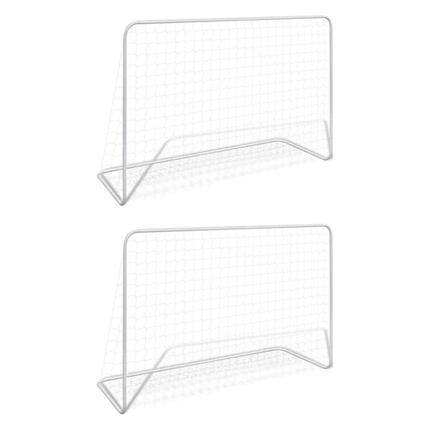 VidaXL 2x Bramki Piłkarskie z Siatkami 182x61x122 cm Stal Białe