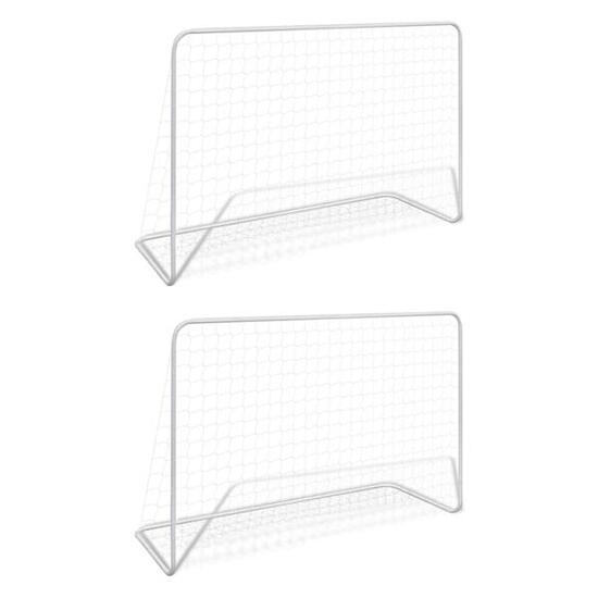VidaXL 2x Bramki Piłkarskie z Siatkami 182x61x122 cm Stal Białe