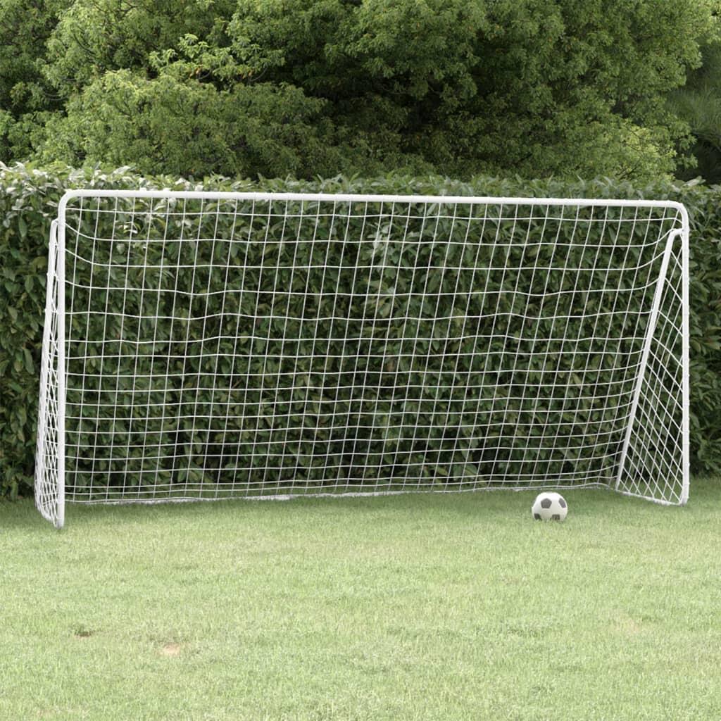 VIDAXL Portería de fútbol con red acero blanco