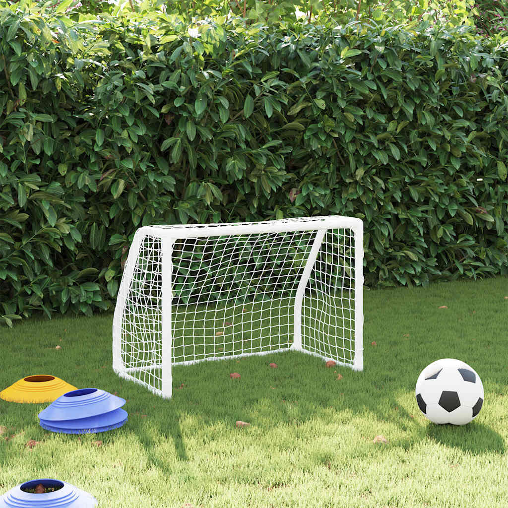 VidaXL Kindervoetbaldoelen 2 st met bal 64x35x48 cm metaal wit 3/5