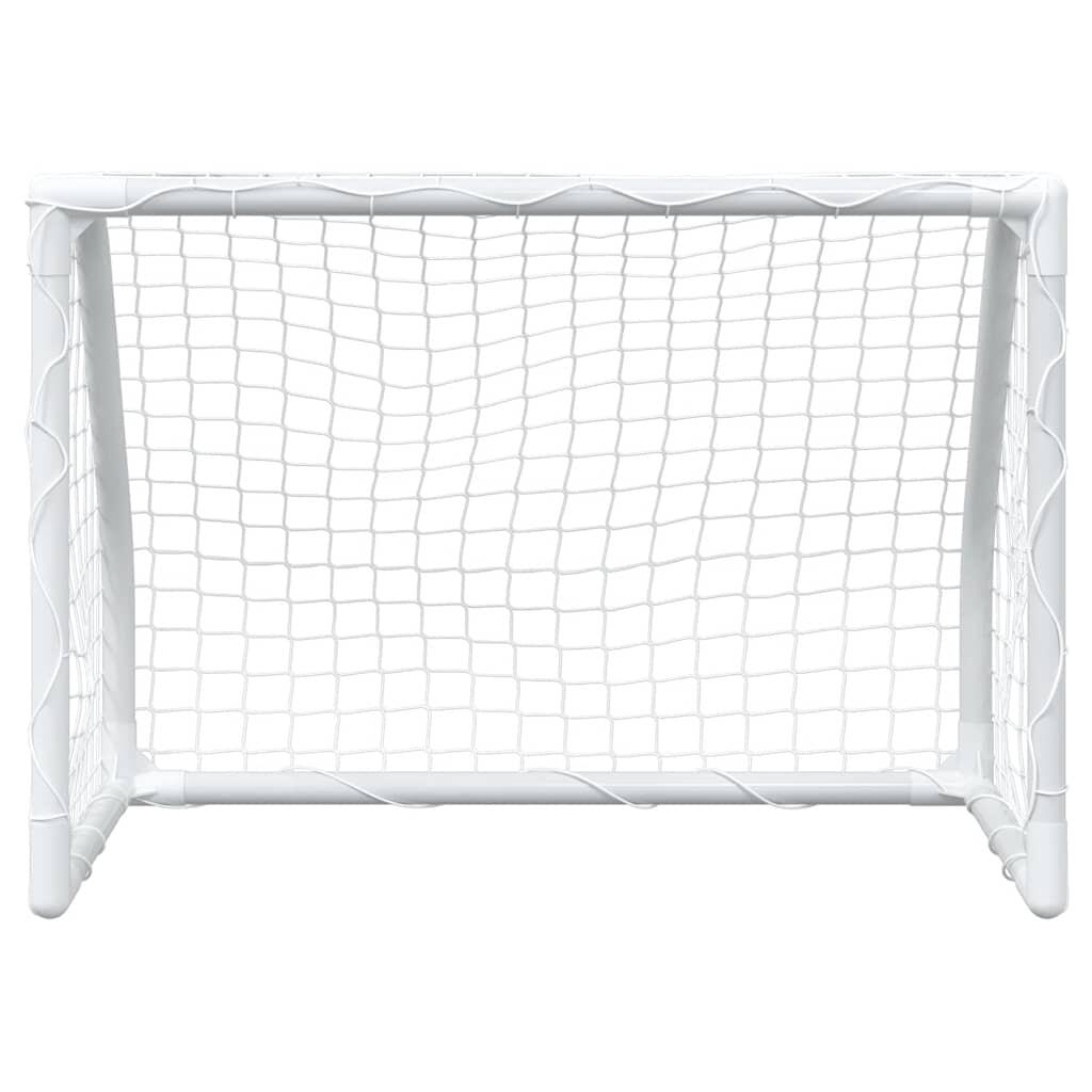 VidaXL Kindervoetbaldoelen 2 st met bal 64x35x48 cm metaal wit 5/5