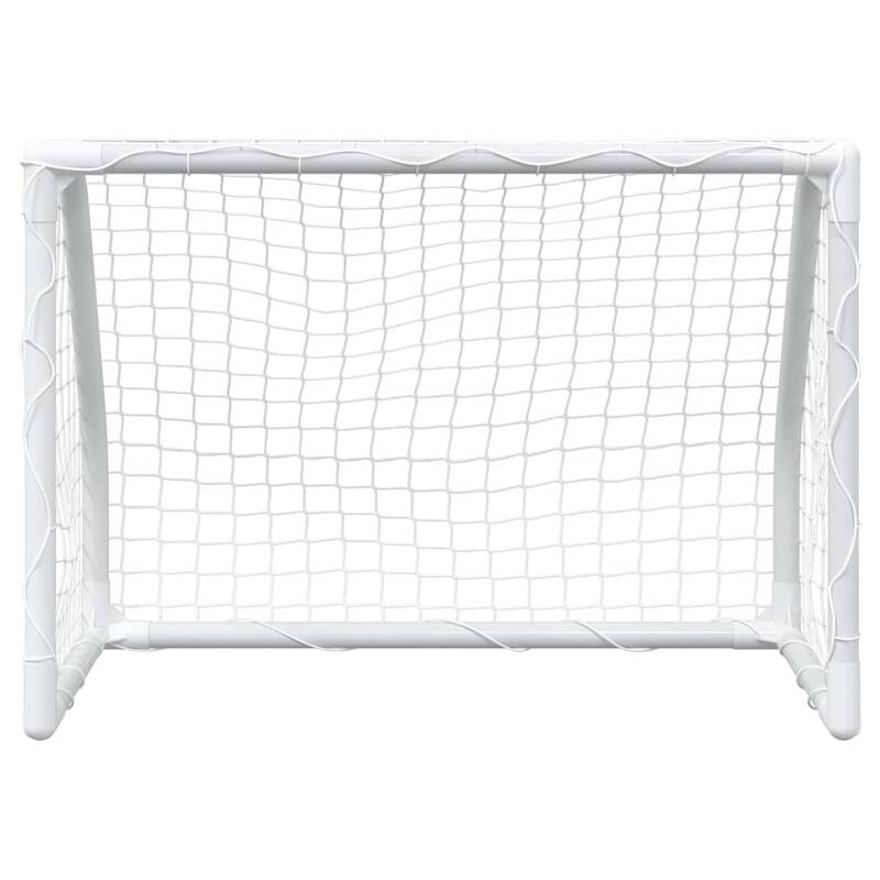 VidaXL porți de fotbal pentru copii 2 buc cu minge 64x35x48 cm metal alb