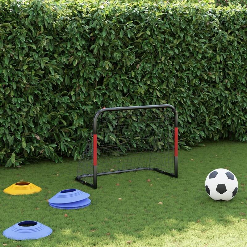 VidaXL Poartă de fotbal cu plasă 90x48x71 cm roșu-negru