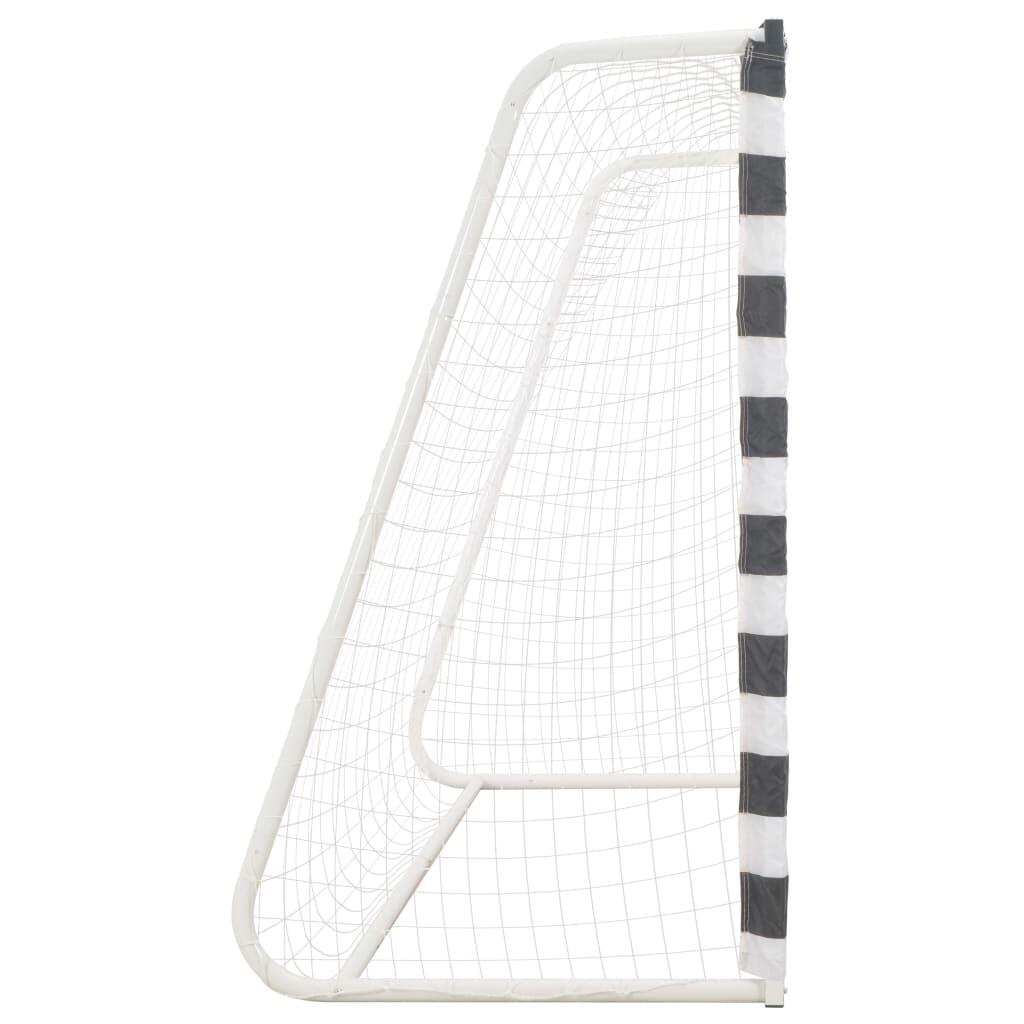 VidaXL Portería de fútbol 300x160x90 cm metal negro y blanco 3/5