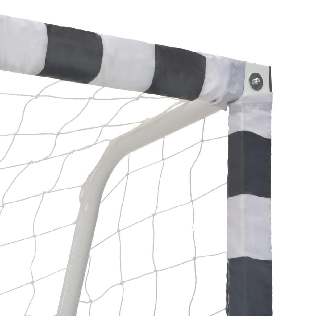 VidaXL Portería de fútbol 300x160x90 cm metal negro y blanco 4/5