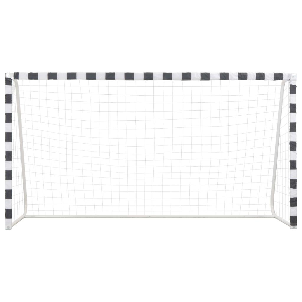 VidaXL Portería de fútbol 300x160x90 cm metal negro y blanco 2/5