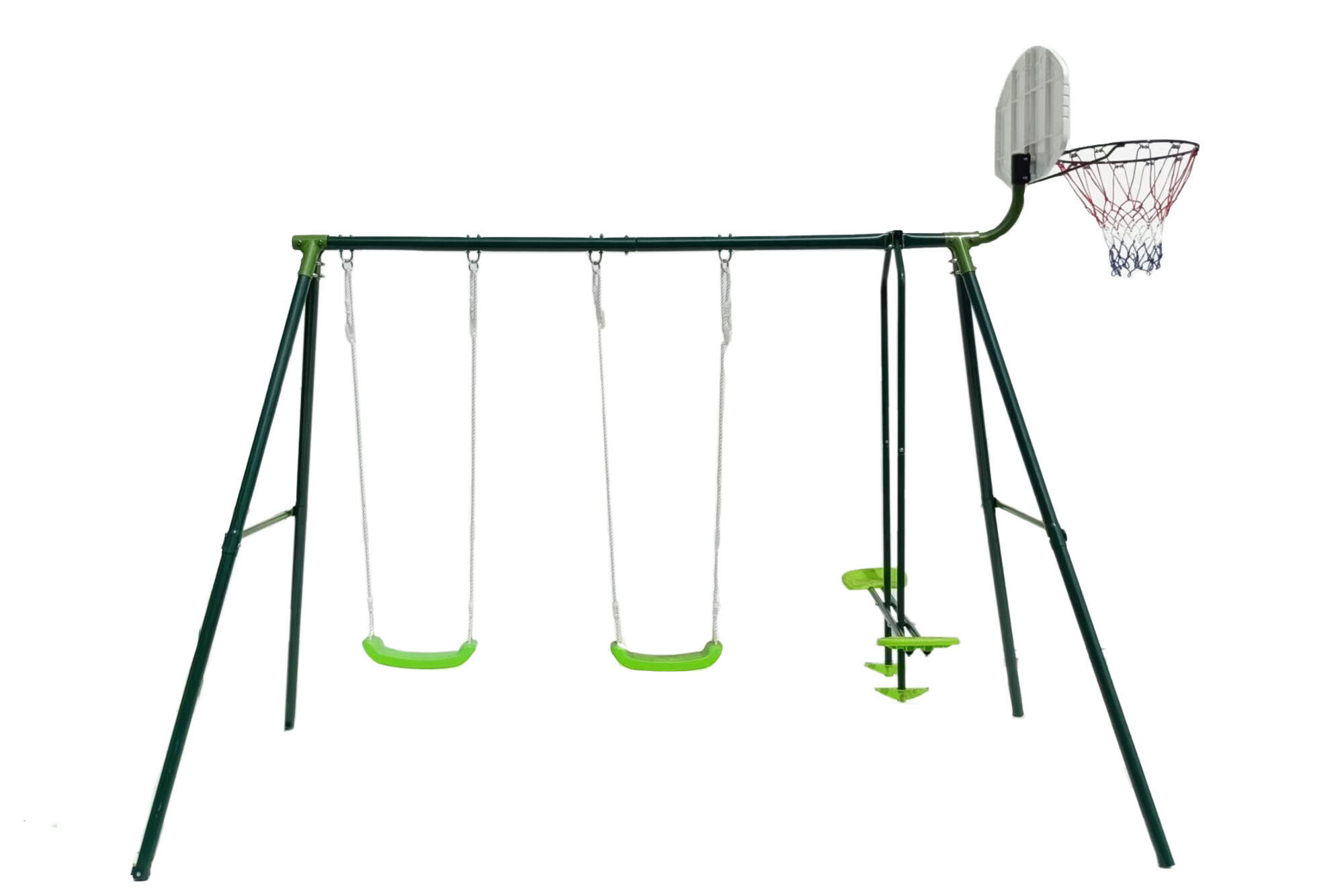 Balanço de três braços com cesto de basquetebol