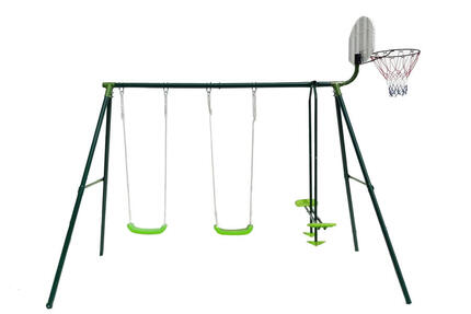 Balançoires trois agrès avec panier de basket
