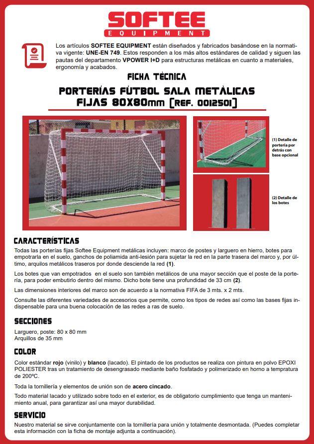 Juego de 2 porterías metálicas fijas de fútbol sala/balonmano Softee Equipment 3/4
