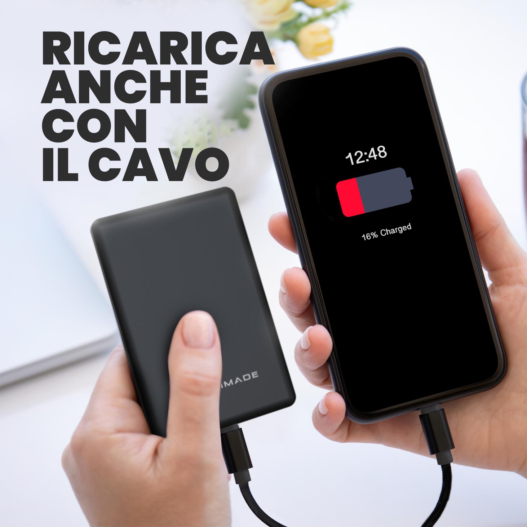 Powerbank SLIM 7.9mm  wireless senza fili magnetico 5000mah 5/7