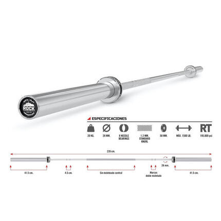 Langhantelstange bis 680 kg belastbar 20 kg Durchmesser 50 mm Griffdurchmesser 2