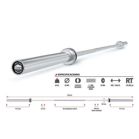 Langhantelstange bis 680 kg belastbar 20 kg Durchmesser 50 mm Griffdurchmesser 2